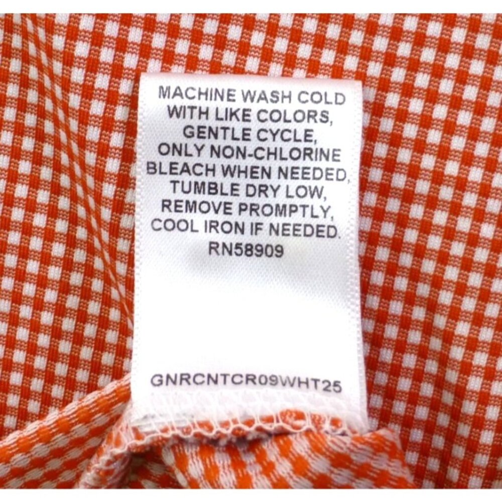 Murano Mens Slim Fit Orange & White Gingham Performance Shirt Size L - Picture 7 of 10